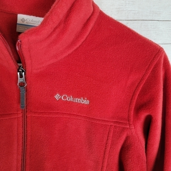 COLUMBIA RED FULL ZIP FLEECE JACKET, SZ LARGE - Picture 4 of 8